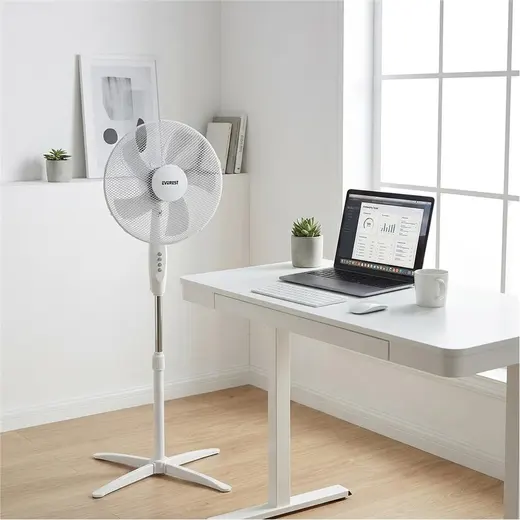 Everest FAN10 Valora Air Beyaz-Gri 16 Maks 45W 3 Kademe 1200RPM Yıldız Ayak 5 Bıçaklı Vantilatör alternatif görünüm