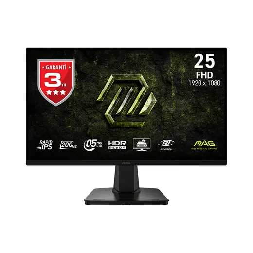 MSI 24.5" MAG 256F E20 Flat RAPID IPS 0.5ms Free-Sync Siyah FHD Monitör