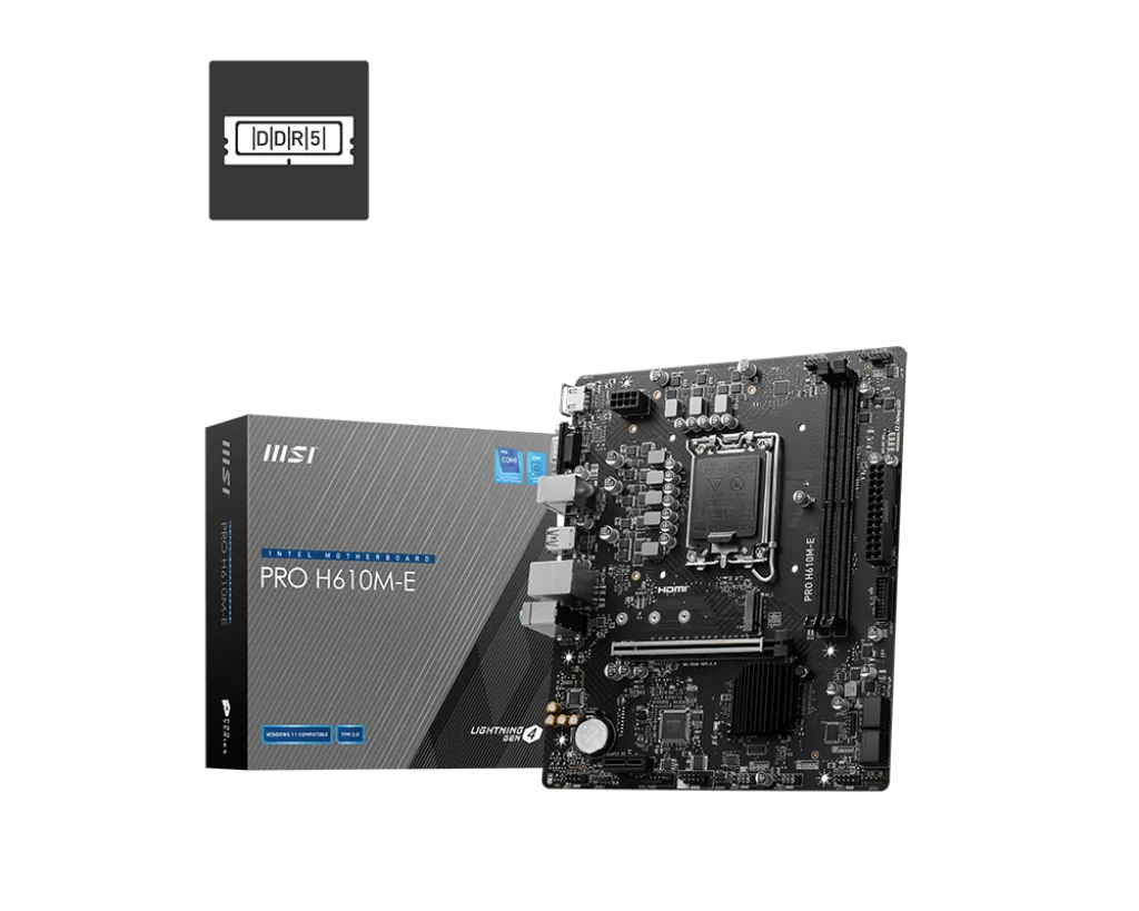 MSI PRO H610M-E DDR5 1700P DDR5 SES GLAN HDMI/VGA SATA3 USB3.2 mATX