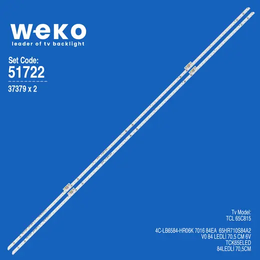 WKSET-6722 37379X2 4C-LB6584-HR06K 7016 84EA 2 ADET LED BAR (MAVİ IŞIK ÇİFT SOKET) (84LED)