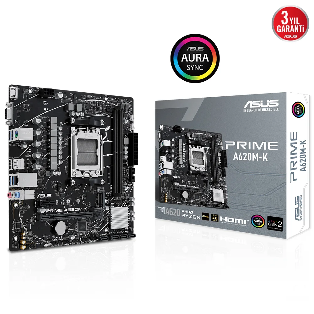 Asus PRIME A620M-K AMD AM5 DDR5 6400 HDMI VGA M2 USB3.2 mATX