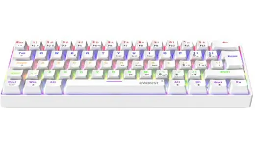 Everest Amber Beyaz Type-C Bağlantılı RGB Ledli Mekanik Gaming Oyuncu Klavye Q Red Switch görseli 2