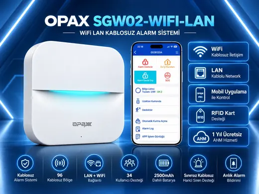OPAX SGW02-WIFI-LAN WiFi LAN Kablosuz Alarm Sistemi alternatif görünüm