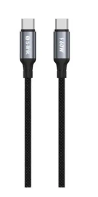S-link Armor CC-01 60W 1.2m Type-C to Type-C PD Örgülü Metal Başlıklı Siyah Hızlı Şarj Kablosu