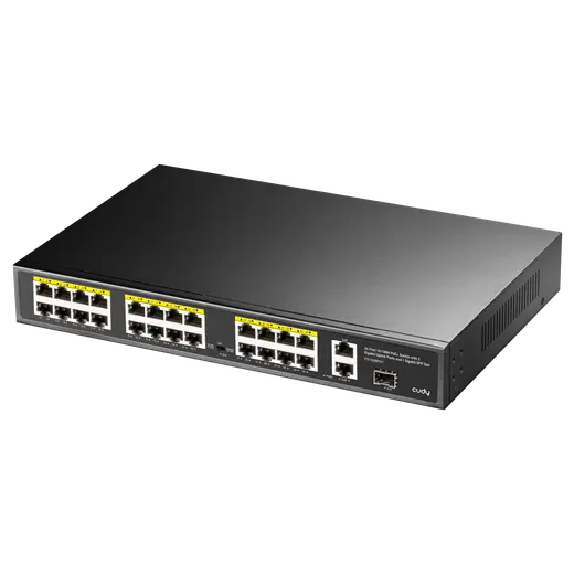 CUDY 24port PoE 300w 1-SFP 2-Uplink Gigabit Yönetilemez Switch FS1026PS1 alternatif görünüm