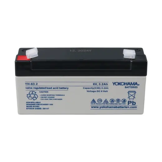 YOKOHAMA YH-63.2 6 VOLT - 3.2 AMPER AKÜ (125 X 33 X 60 MM) görseli 3