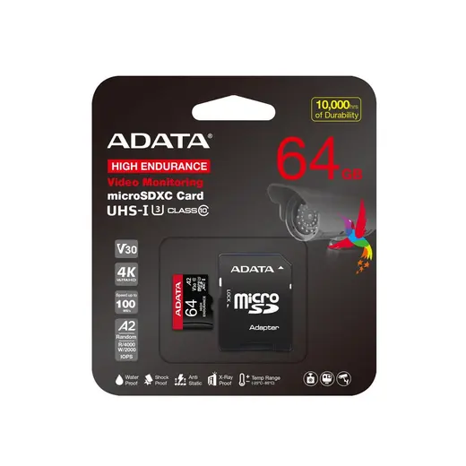 Adata 64 GB High Endurance microSDXC 4K U3 V30 A2 Hafıza Kartı alternatif görünüm