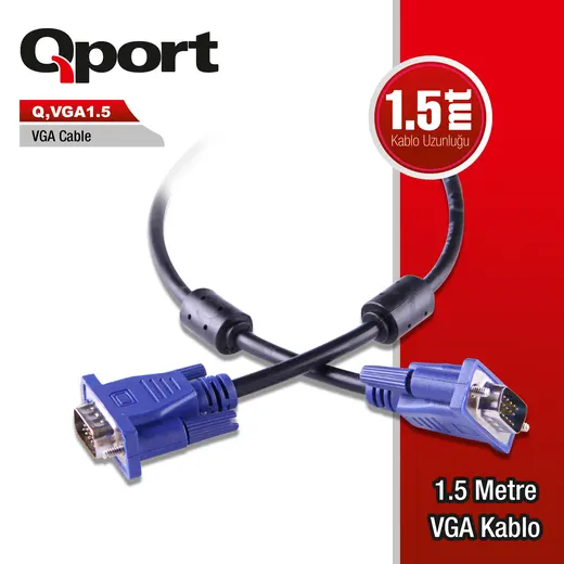 QPORT Q-VGA1.5 1.5M 15PIN VGA KABLO alternatif görünüm