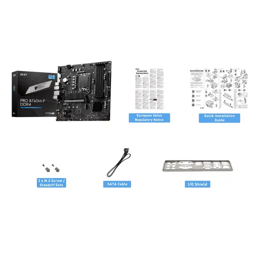 MSI PRO B760M-P DDR4 HDMI DP PCIe 16X v4.0 1700p mATX görseli 1