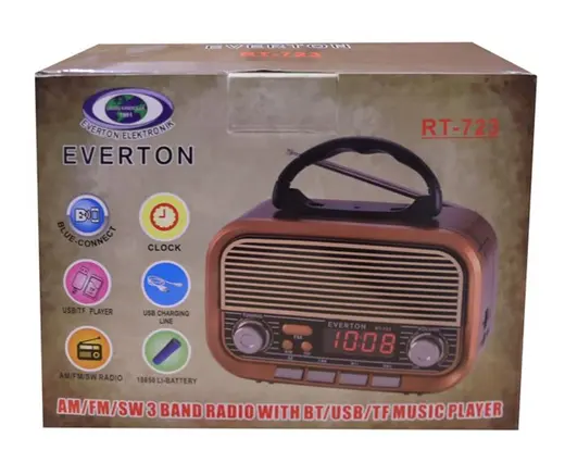 Everton RT-723 Dijital Göstergeli Şarjlı Nostaljik Radyo (AM-FM-SW Wıth BT-USB-TF ) alternatif görünüm