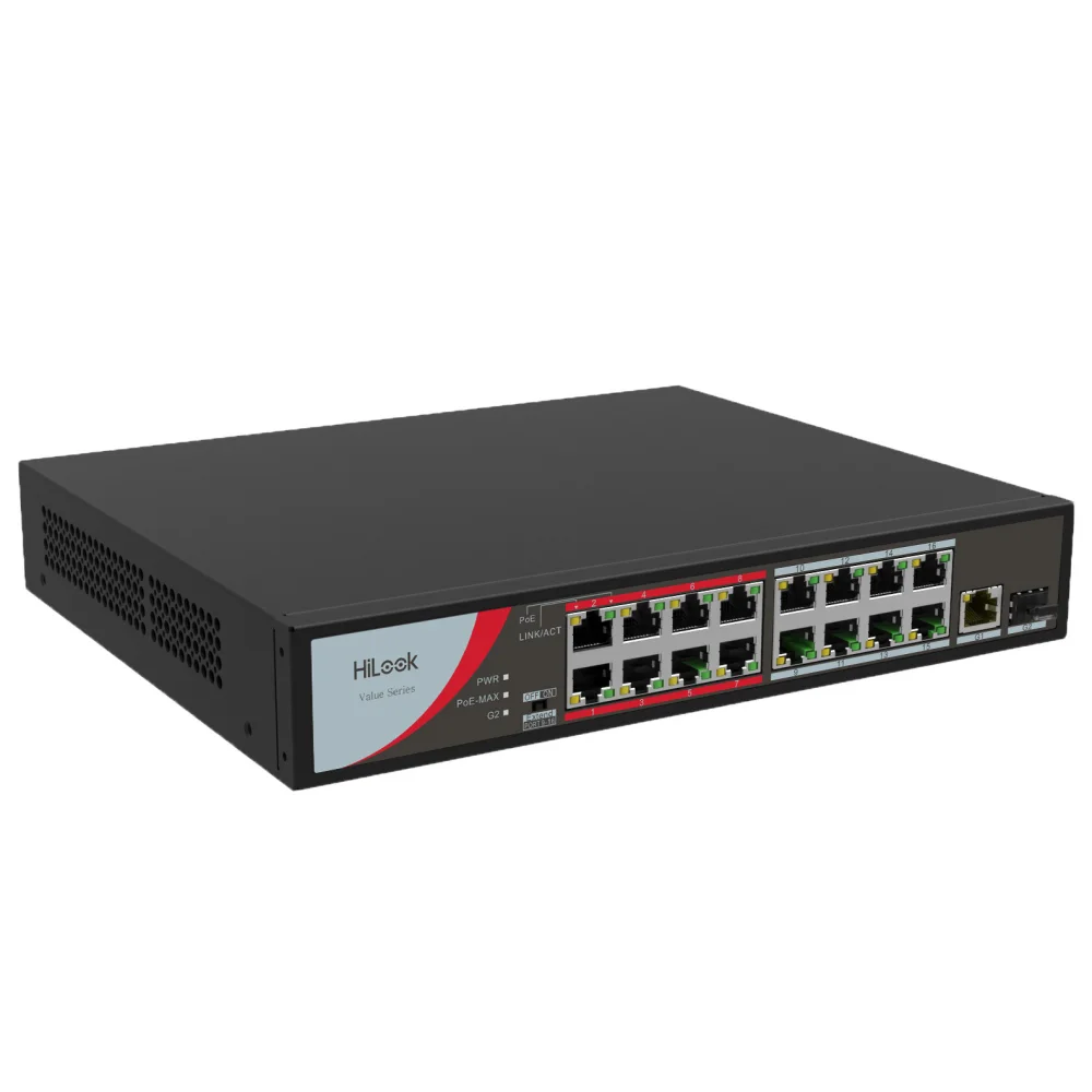 HiLook NS-0318P-130(B)(O-STD) 16Port 10/100 PoE+1x10/100/1000 RJ45+1xSFP Switch