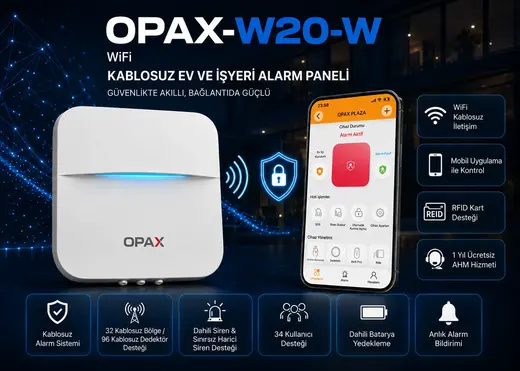 OPAX-W20-W Beyaz WiFi Kablosuz Alarm Sistemi görseli 8