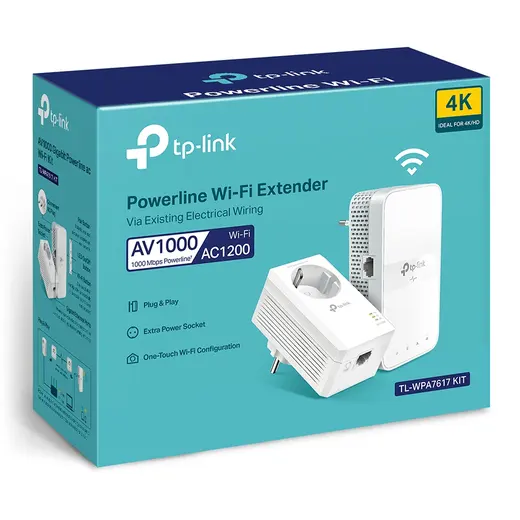 TP-LINK TL-WPA7617 KIT 1000 Mbps AV1000 PowerLine Ağ Adaptörü görseli 1
