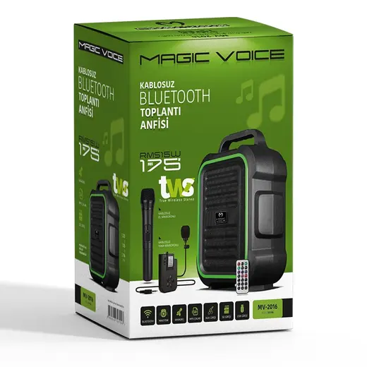 MAGICVOICE MV-2016 VHF EL+YAKA MİKROFONLU USB+SD+BT SEYYAR ANFİ görseli 3