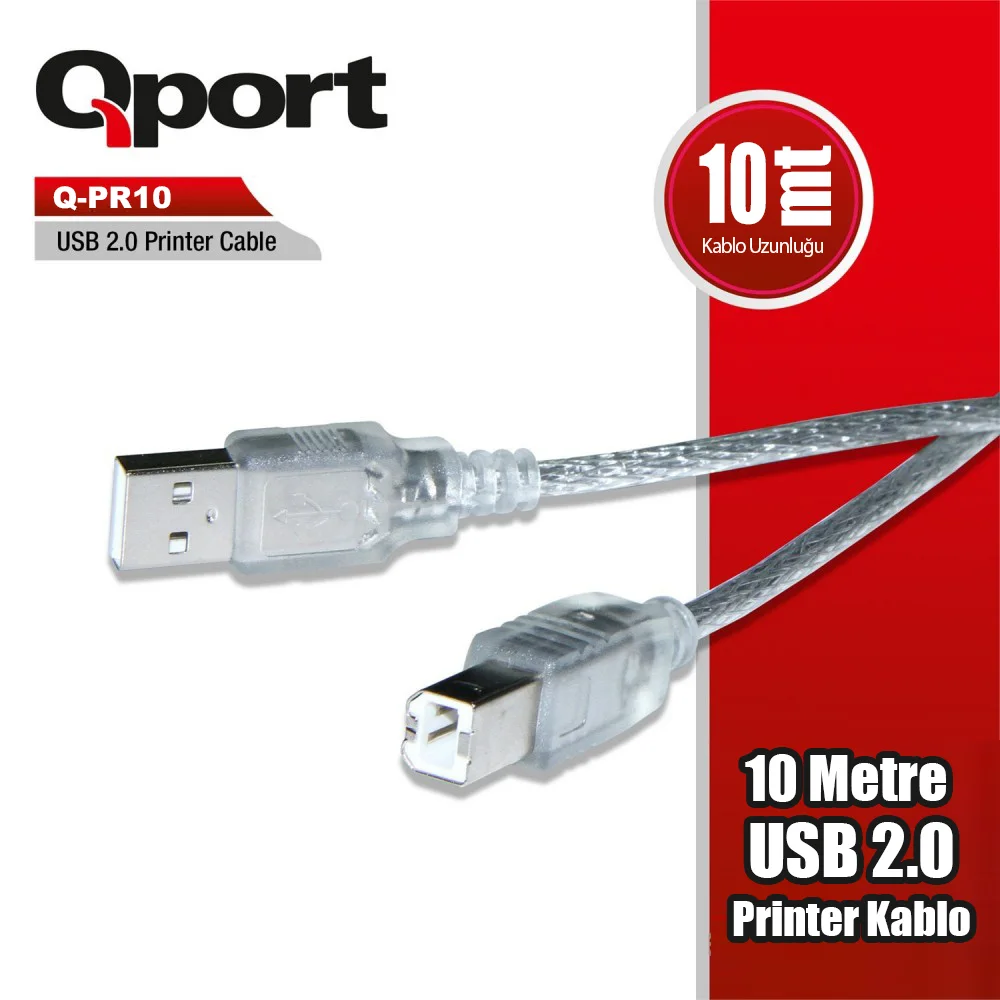 QPORT (Q-PR10) USB2.0 10M YAZICIKABLOSU