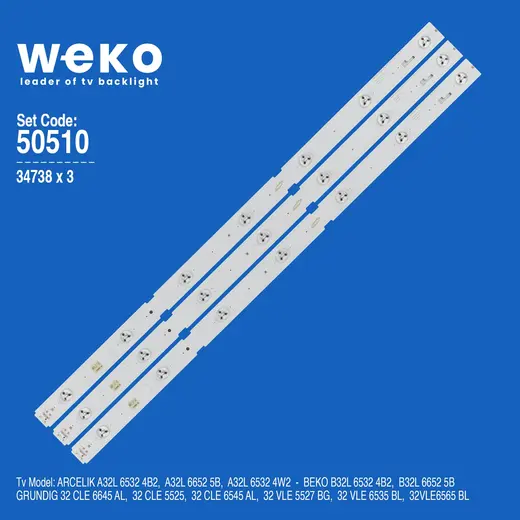WKSET-5510 34738X3 SAMSUNG_2015ARC320_3228_ART07_REV1.0 - LM41-00175A ALÜMÜNYUM TABANLI 3 ADET LED BAR