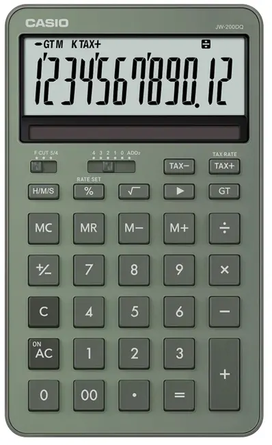 Casio JW-200DQ-GN 12 Hane Puslu Yeşil Masa Üstü Hesap Makinesi