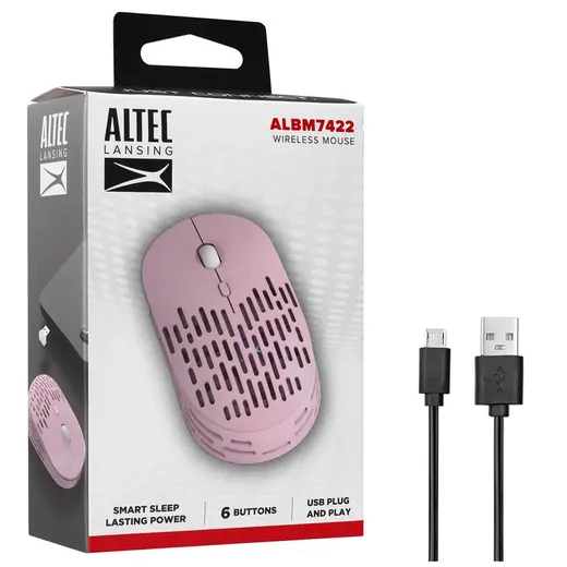 Altec Lansing ALBM7422 Pembe 2.4GHz Şarj Edilebilir Tek Renkli 1600DPI Optik Kablosuz Mouse alternatif görünüm