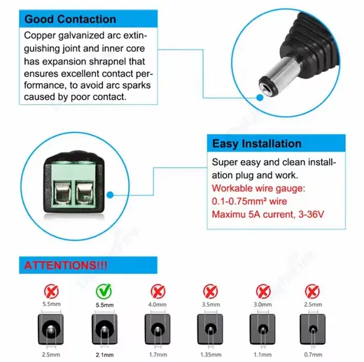 UTP POWER PLUG SOKETSİZ / DİŞİ POWER JACK görseli 6