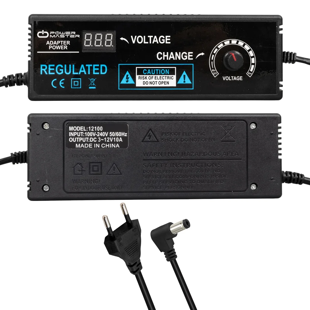 POWERMASTER PM-22380 3 VOLT - 12 VOLT - 10 AMPER 5.5*2.5 MM UÇLU VOLTAJ KADEMELİ ADAPTÖR