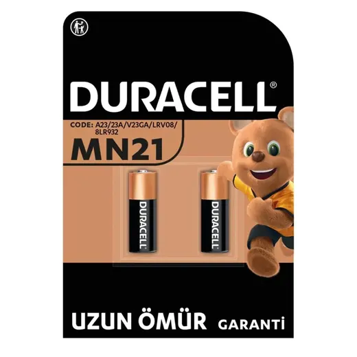 DURACELL 23A LİTYUM MN21 ALARM PİLİ (2Lİ PAKET) alternatif görünüm