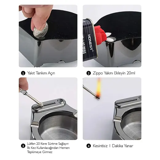 SUNUP SN-20444 METAL ÇAKMAKLI KÜLLÜK (ZİPPO YAKIT İLE ÇALIŞIR) alternatif görünüm