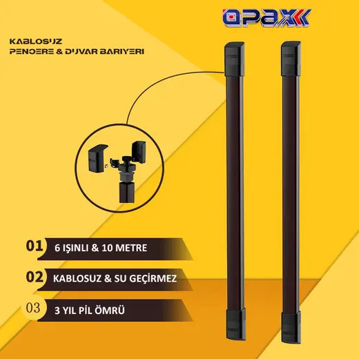 ABI10W-1026 KABLOSUZ PENCERE TİPİ 6 IŞINLI 10 METRE PENCERE BARİYER DEDEKTÖRÜ DIŞ VE İÇ ORTAM görseli 4