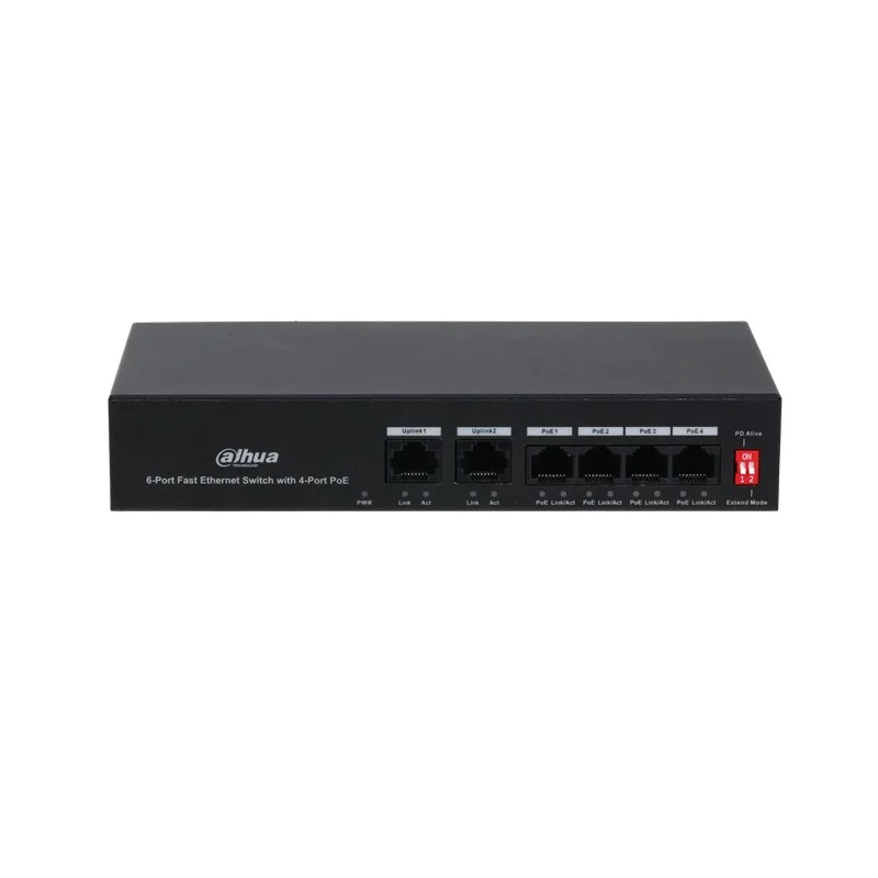 DAHUA PFS3006-4ET-36 4 PORT 10/100 + 2 PORT 10/100 UPLINK 36W POE METAL KASA SWITCH
