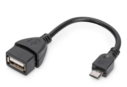 DIGITUS AK-300309-002-S USB On-The-Go (OTG) Kablosu, 0,20 metre, AWG 28, USB A, dişi - Micro USB B, erkek