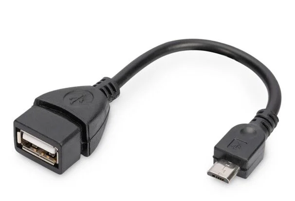 DIGITUS AK-300309-002-S USB On-The-Go (OTG) Kablosu, 0,20 metre, AWG 28, USB A, dişi - Micro USB B, erkek