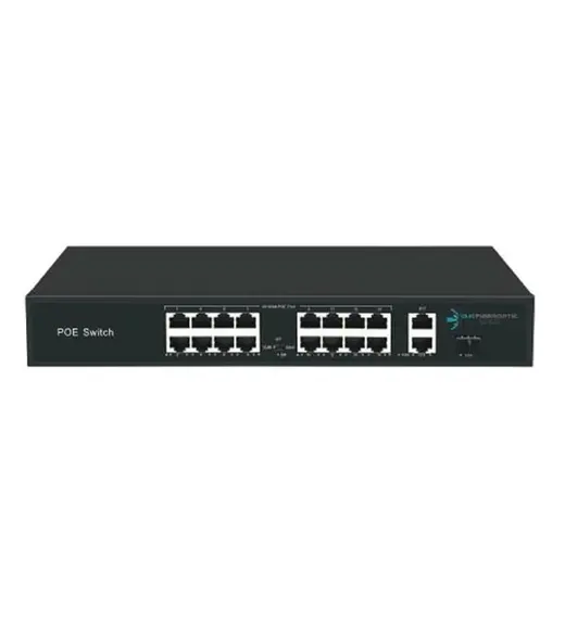ODS 16port PoE 200w 2-Uplink 10/100 Yönetilemez Switch 08ODS-16P2U-200