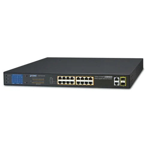 PLANET PL-FGSW-1822VHP Yönetilemeyen Switch (Unmanaged Switch) 16-Port 10/100TX IEEE 802.3at/af PoE+ Injector