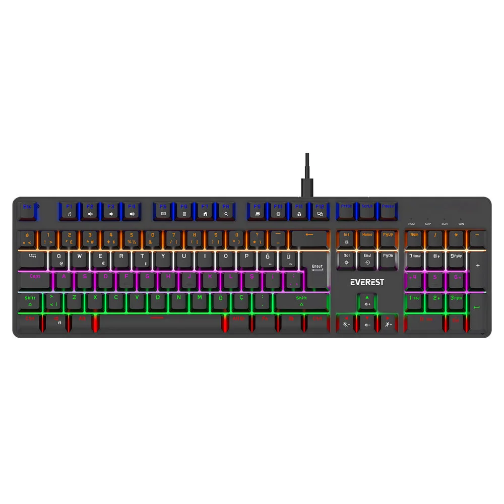 Everest KB-MK1 Lumos Beyaz USB Rainbow Red Switch Mekanik Gaming Oyuncu Klavye