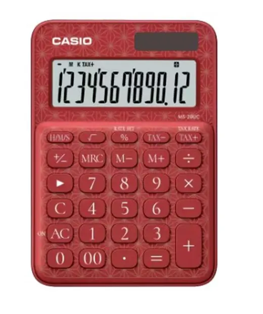 Casio MS-20UC-JRD 12 Hane Kırmızı Desenli Masa Üstü Hesap Makinesi