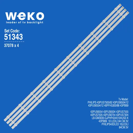 WKSET-6343 37078X4 LB-GM3030-GJPHP434X10AUS2-X 4 ADET LED BAR