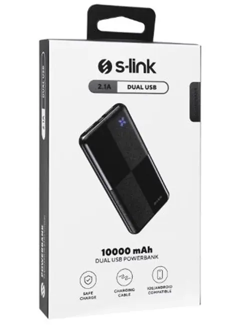 S-link IP-G12N 10000mAh Micro+Usb+ Type-C Giriş+Çıkış Siyah Taşınabilir Pil Şarj Cihazı Powerbank görseli 2