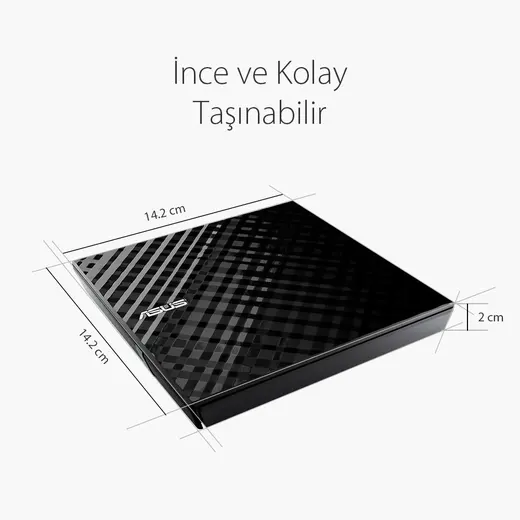 ASUS 8x SDRW-08D2S-U USB 2.0 Slim Harici DVD Yazıcı Siyah görseli 3