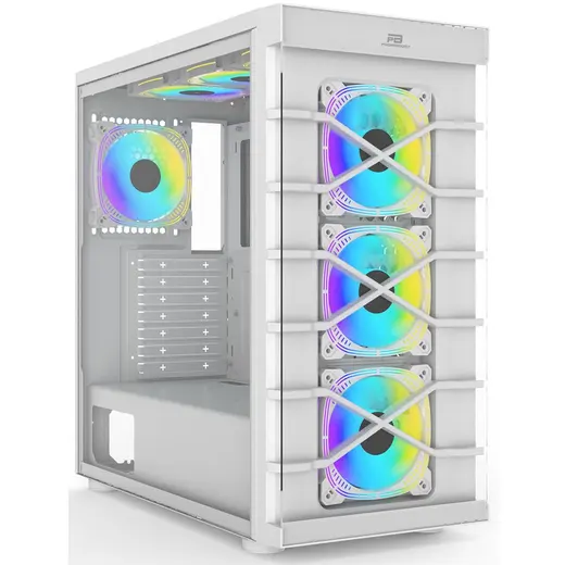 POWERBOOST PB-GR222BW 7-ARGB Fanlı Gaming Mid-Tower PC Kasası Beyaz görseli 3