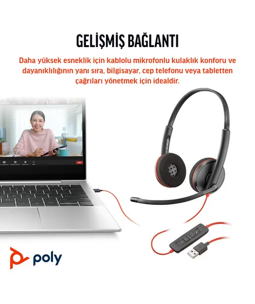 Poly BW 3220 Stereo USB-C HS +USB-C/A görseli 2