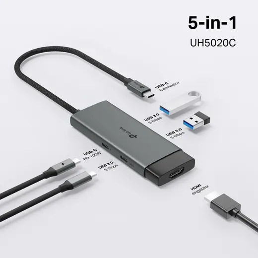 TP-LINK UH5020C USB-C 5 Port 5Gbps 4K 60Hz HDMI 100W PD Hub Çoklayıcı görseli 6