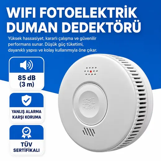 OPAX S100A-AA-W WiFi Kablosuz Duman Dedektörü – RF Interlink Akıllı Fotoelektrik görseli 7