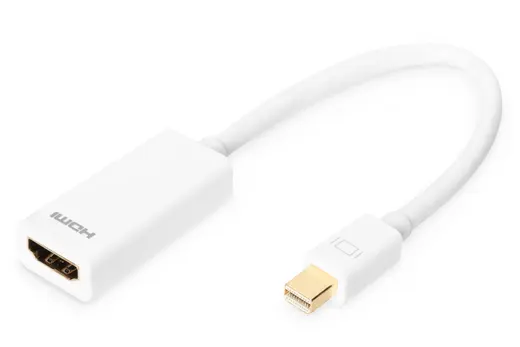 DIGITUS AK-340404-001-W DisplayPort Adapter / Converter, Type mini-DP - HDMI A M/F, 0.15m, DP 1.1a compatible, wh