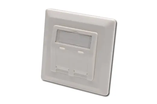 DIGITUS DN-93801 Keystone Jack Takmak İçin 2’li Priz (50/50 mm) Çerçevesi (80/80 mm), tozdan korumak amacıyla kapaklı
