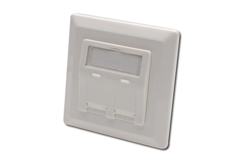 DIGITUS DN-93801 Keystone Jack Takmak İçin 2’li Priz (50/50 mm) Çerçevesi (80/80 mm), tozdan korumak amacıyla kapaklı