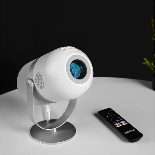 Everest PJ09 Beyaz Mini Taşı 1280-720P 4500 Lüm 150 ANSIL Android 9.0 Ekran Yansıtma HD Projek