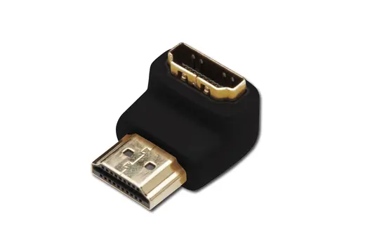 DIGITUS AK-330502-000-S HDMI Adaptör, HDMI A erkek - HDMI A dişi, 90 derece açılı, siyah renk, altın kaplama