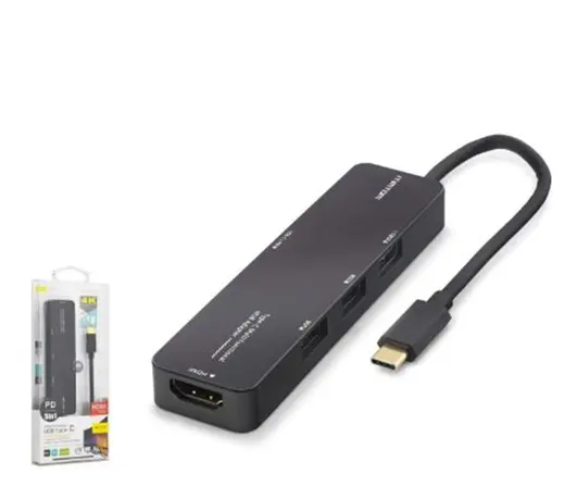 iETOP TUH305 Type-C 3.2 Gen1 Combo Hub PD HDMI 4K 5 Port 5 Gbps Siyah