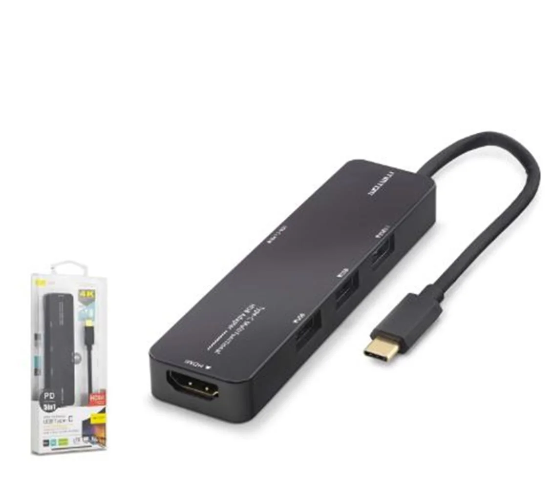 iETOP TUH305 Type-C 3.2 Gen1 Combo Hub PD HDMI 4K 5 Port 5 Gbps Siyah