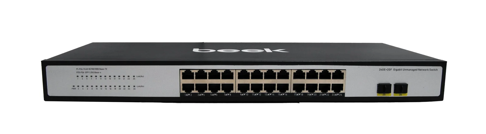 BEEK BN-GS-1242S Yönetilemeyen Gigabit Switch 24 x 10/100/1000Mbps port 2 x 1000Base-X SFP yuva Fansız