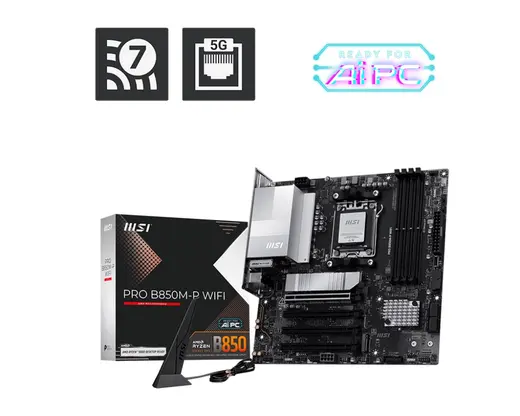MSI PRO B850M-P WIFI DDR5 HDMI-DP PCIE 5.0 AM5 MATX görseli 1